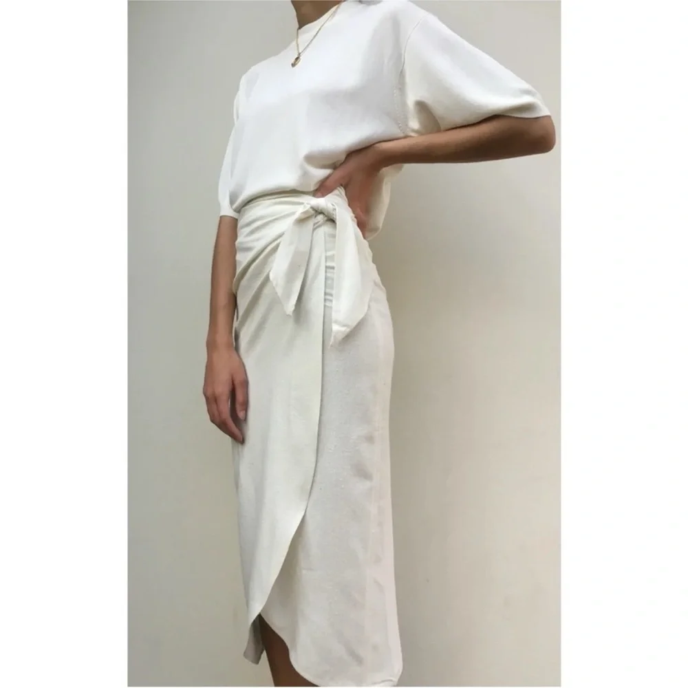 Na Nin raw silk, Tan Maxi Wrap Skirt - Picture 3 of 12